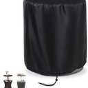 Keter 7.5-Gal Patio Cooler Bar Table Cover, Round Beer Cooler, Waterproof Barrel Cool Table, 21" D x 23" H, Black