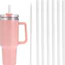 6 x 6 Pack Replacement Straws with Cleaning Brush Compatible Stanley 30 oz 40 oz Tumbler, Plastic(White)
