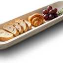 Decorative Wooden Dough Bowls 30 Inch, Long Natural Root Hand Carved Bowl Large Bread Shaped Wooden Tray, Rustic Centerpiece Dining Room Table Centerpiece Potpourri Decor Display Bowl-White