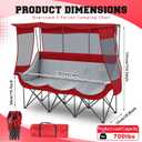Teenyyou 3 Person Camping Chair with Canopy Shade 700lbs Heavy Duty Oversized Beach Camping Chair with Thick Cushion Cup Holder and Carry Bag, Foldable Portable Sofa for Lawn Beach Outdoor(Dark Red), 67 inches x 20 inches x 13.78 inches