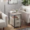 VASAGLE Side End Table with Charging Station, Slim Nightstand with Storage, 23.6"D x 11.8"W