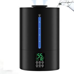Coolfiqu 6L Humidifiers for Bedroom Large Room Home, Cool and Warm Humidifier for Baby and Plants Hot Mist Top Fill Desk Humidifiers Oil Diffuser, Quiet, Adjustable Mist,360Nozzle-Blac