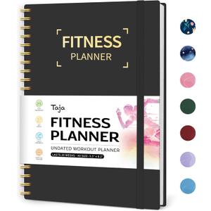 Fitness Workout Journal for Women & Men, A5(5.5" x 8.2") Workout Log Book Planner for Tracking, Progress, and Achieving Your Wellness Goals-Black