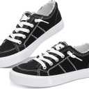 Obtaom Women's Play Fashion Sneaker White Color Washed and Leopard Canvas Slip on Shoes (6, Black Waltz Night Canvas)