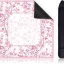 22 Inch Mini Chinoiserie Mahjong Mat for Travel Set Pink and White Floral Mahjong Mat Cute Small Domino Accessories Gifts Domino and Tile Game Table