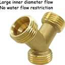 Uenede 2PCS Garden Hose Splitter Brass 3/4" GHT Male Thread Heavy Duty 2 Way Y Connector Garden Hose Adapter for Backyard Water Tap, Outlet, & Spigot