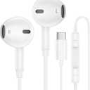 USB C Headphones Wired Earbuds for iPhone 17 Air 16e 16 Pro Max 15 Pro Max 16 Plus 16 Pro 16 15 Plus Pro 15, Type C Earphones USBC Ear Buds with Microphone for Samsung Galaxy S25 Ultra A16 A35 A26 A36 (White)