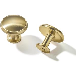 10 Pack Brushed Brass Cabinet Knobs Drawer Knob Kitchen Hardware - Single Hole Brushed Gold Cabinet Knobs Kitchen Cabinet Pulls for Closet Wardrobe Dresser Cupboard