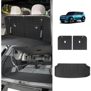 BestEvMod Cargo Liners Vehicle Mat Compatible with Kia EV9 2024 2025 2026 Accessories (Fit 6 Seats Only) TPE 3rd Row Protector Trunk (6-Seat Back Mat + Trunk Liner)