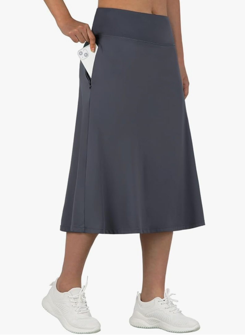 ANIVIVO Women's Midi Length Skorts Skirts with Pockets Modest Skirts 28" Long Knee Length Athletic Skorts, Size 3XL
