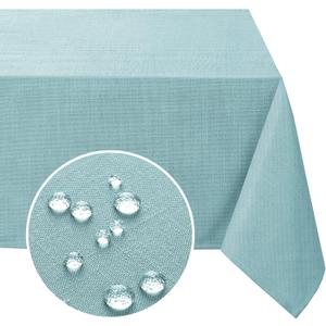 FantasDecor Square Tablecloth Table Clothes for Square Tables Wrinkle Resistant and Waterproof Washable Linen Fabric Cover for Dining Room and Outdoor Use, Aqua, 60 x 60 Inch