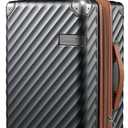 LUGGEX Luggage with Spinner Wheels, Polycarbonate Expandable Hard Shell Suitcase, Carry On 20 Inch, Brown Black