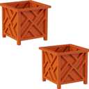 Lattice Design Outdoor Planter Box 2-Pack - 14.75 Square 13 Tall Terracotta Decorative Plant Pots for Front Porch Decor - Flower Pots Outdoor Planters for Porch Patio or Garden Decor by Pure Garden