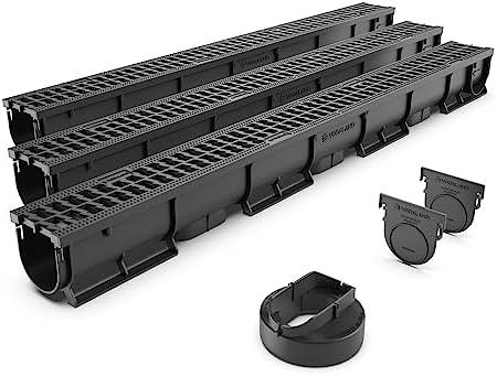 Vodaland - 3 Inch Trench Drain System with Outlet! - Black (3) - Amazon.com
