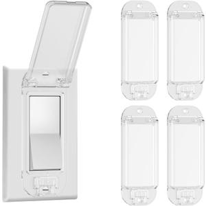 4 Light Switch Guard Cover, Baby Proof Wall Switch Cover Guard for Rocker Light Switch Protects Your Lights or Circuits from Being Accidentally Turned On or Off (4 pack / clear)