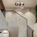 FRIXCHUR Spiral Crystal Chandelier Modern Raindrop Flush Mount Pendant Light for High Ceilings 5-Lights K9 Crystal Ball Chandeliers for Dining Room Kitchen Hallay D15.7 * H35.4