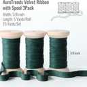 2 x AuroTrends Green Velvet Ribbon 3/8in -3Rolls, 3/8" x 15 Yd Velvet Christmas Ribbon with Wooden Spool- Thin Velvet Green Ribbon for Christmas Decoration, Gift Wrapping (Green, 3 Rolls)