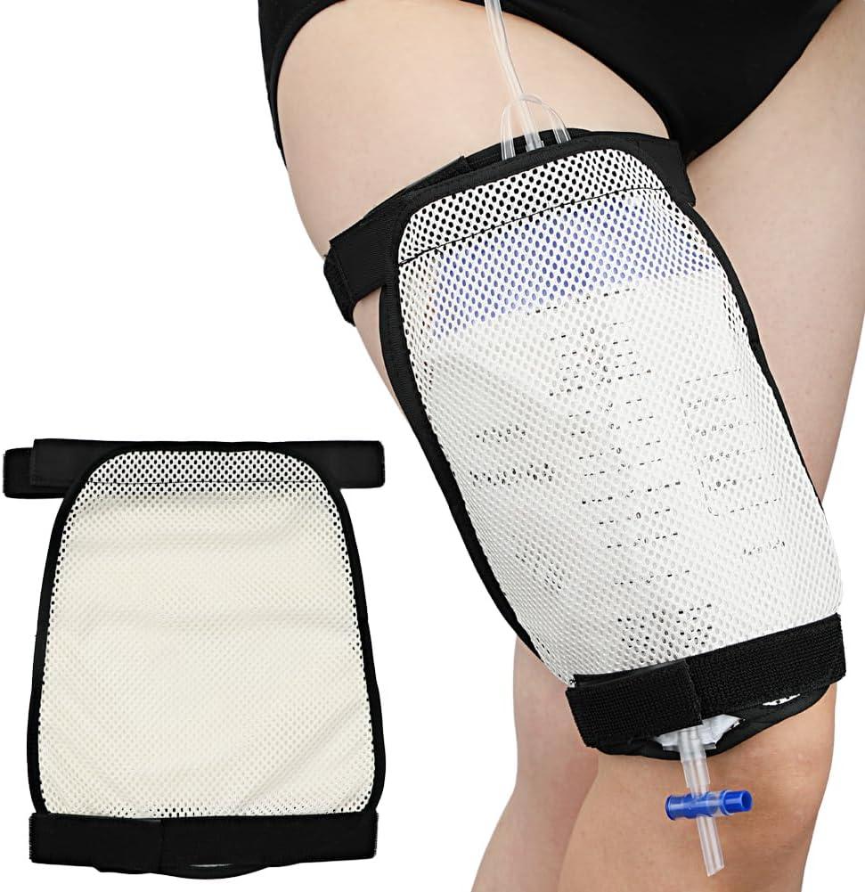 Leg Bag Mesh Holder with Pocket for Urine Collection Bags Nephrostomy Foley Urinary Catheter Stabilization Device Suprapubic Drainage Cath Kidney Failure Supplies Wheelchairs Men Women Pack of 1