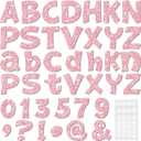 Colarr 216 Pcs Glitter Bulletin Board Letters for Classroom Number Alphabet Punctuation Symbol Cutout 4'' Die-Cut Poster Letter with Adhesive Dot School Party Holiday Decor Display(Light Pink)