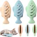 Fish Shape Cat Toys, 3 Pcs Food-Grade Silicone Kicker for Indoor Cats, Could Be Filled with Catnip or Cat Food, Interactive Toys for Kittens and Adult Cats