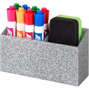 BEYGORM Magnetic Dry Erase Marker Holder for Whiteboard,Non-slip Acrylic Magnet Pen Holder for Fridge Refrigerator,Locker Organizer for Work,Locker Accessories,Pencil Cup for Desk(Silver)