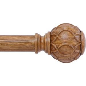 Wood Curtain Rods 28 to 48 Inch,1 Inch Adjustable Curtain Rod,Netted Wooden Window Curtains Rods,Farmhouse Rustic Heavy Duty Curtain Rods,Brown Wood Grain Decorative Single Drapery Poles 18-45"