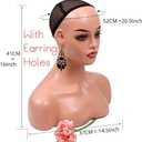 Realistic Female Mannequin Head with Shoulder for Display - Manikin Head with Shoulder for Wig/Jewelry/Makeup/Hat/Sunglass Display (Beige)