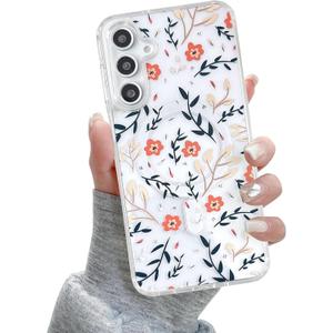 QLTYPRI for Samsung Galaxy S22 Case, Compatible with Magsafe, Aesthetic Cute Floral Flower Phone Case, Clear Anti -Yellowing Shockproof Magnetic Phone Cover for Women Girls - Branch Flower