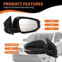 Right Passenger Side Mirror Assembly Compatible with RAV-Four 2013-2015 with Heated Turn Signal Light Power Manual Folding without Blind Spot Match TO1321310 Match Black (7Pins)