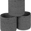 voten Storage Cubes Baskets Bins Organizer 11x11x11'' Fit 12x12''Cube Storage Organizer Bookcases Shelves,Roomy Cute Durable Woven Cotton Storage Basket for Organization,Round 3Pack Mixed Black (L11xW11xH10.7)