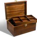 Public House Locking Wooden Keepsake Box, Customizable Design With Adjustable Tray. Large Wooden Box with Hinged Lid for Wedding and Memory Keepsakes (12 x 8.5 Inch, Walnut)