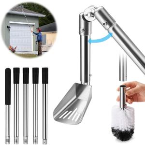 Gutter Cleaning Tools, 6.4FT Long Pole & Gutter Brush Included Gutter Cleaner, Gutter Scoop for Garden, Ditch, Villas, Townhouses Standard Gutters, Easy Remove Leaves Debris