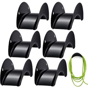 Thyle 6 Pcs Garden Hose Holder Heavy Duty Water Hose Holder Wall Mount Metal Rustproof Black Rack Storage Organizer Brackets for Outside Garden Yard Lawn