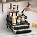 Homsorout Coffee Syrup Rack Organizer - 4-Tier 8 Syrup Wine Bottles Stand with 82 Storage Drawer for K Cups, Coffee Pod Holder for Countertop, Bar Station, Kitchen, Black