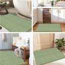 Small Bathroom Rugs,18"x30" Non Slip Sage Green Braided Bath Mat for Bathroom Floor,Washable Luxury Bath Rug for Tub Soft Boho Absorbent Shower Mat