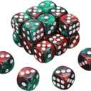 uxcell 24Pcs 6 Sided Colored Standard Dice, 16mm Acrylic D6 Mini Polyhedral Pearl Pattern Two Tone Colors Game Dice Set for Table Games, Red/Green, White Point
