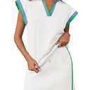 Fisoew Womens 2 Piece Skirt Set Summer Cap Sleeve Tops Matching Tennis Skirts Casual Color Block Vacation Outfits Lounge Sets (Medium, White)