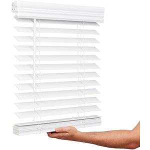 Lotus & Windoware Cordless, 2 Inch Faux Wood Blind, 70.5" Wide x 60" Long, Window Blinds, Blinds & Shades, Blinds for Indoor Windows, Smooth, Bright White - 70.5" x 60",Bright White