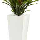 Nearly Natural Triple Bromeliad Artificial Plant in White Tower Planter (Purple)