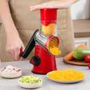 Geedel Rotary Cheese Grater, Kitchen Mandoline Vegetable Slicer with 3 Interchangeable Blades, Easy to Clean Grater for Fruit, Vegetables, Nuts
