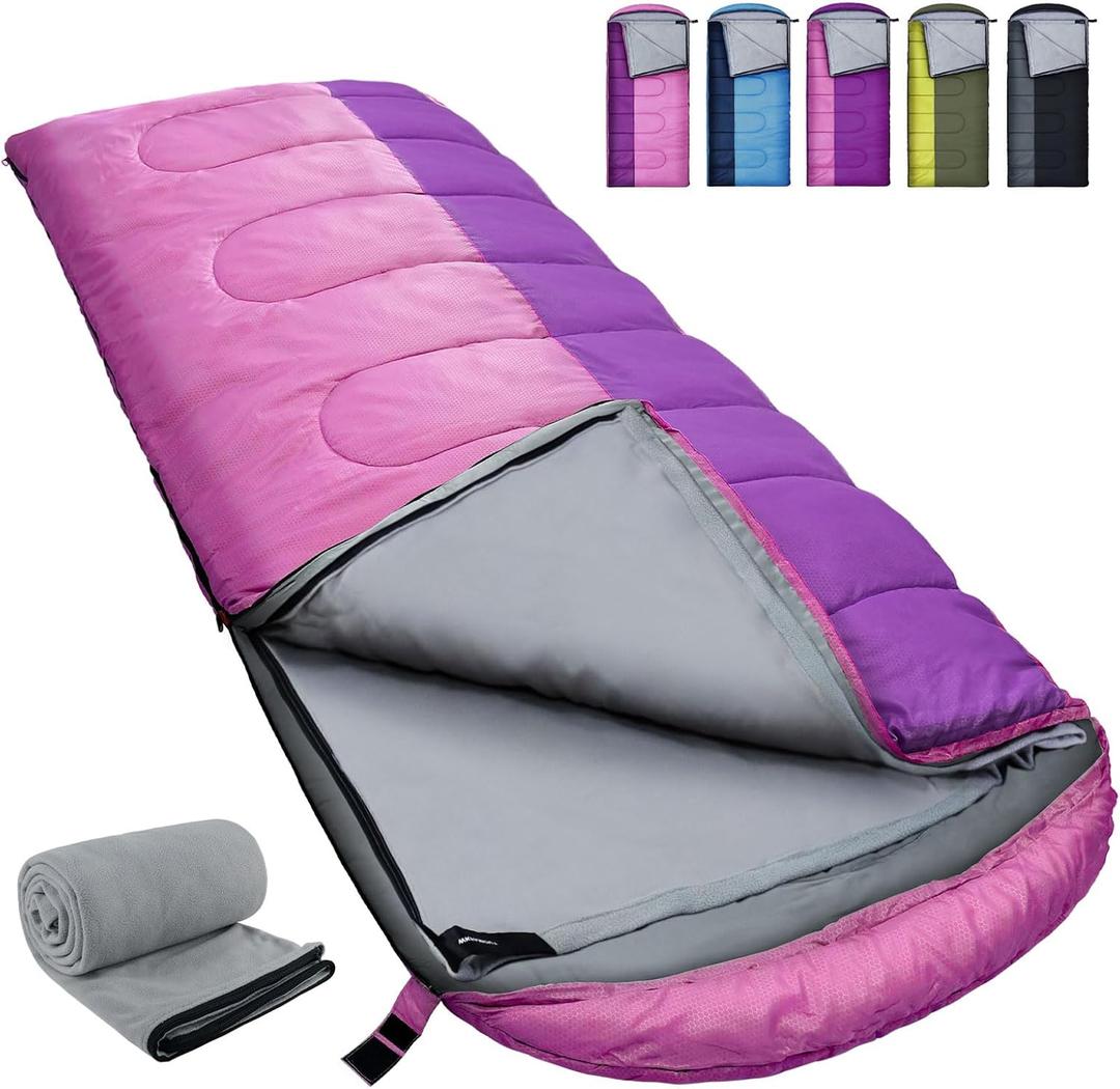 XL 10 Degree Sleeping Bags Waterproof for Adults 350GSM Machine Washable with Compression Sack for 3-4 Season Camping Outdoor (6.9lb with liner-Left)