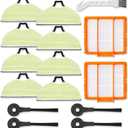 8 Vacmop Pads Replacement Parts for Shark RV2610WA RV2620WA RV2410WD AV2610WA AI Ultra 2- in-1 Matrix Clean Robot Vacuum models Spare Parts Accessories, 8 Mop Pads, 2 HEPA Filter, 4 Side Brushes