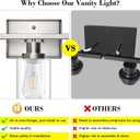 Ascher Bathroom Vanity Light Fixtures, 3 Light Wall Sconces Lighting with Clear Glass Shade, Brushed Nickel Wall Lights for Mirror, Kitchen, Living Room, Gallery, E26 Base (Bulbs Not Included)