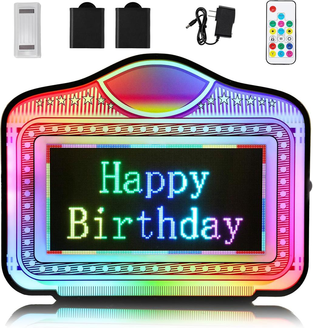 App Programmable LED Bottle Service Sign with Scrolling Message
﻿ RGB color changing vip letter presenter handheld light up board for nightclub, bar, party - includes 5 erasable markers ﻿