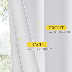 NICETOWN Natural 100% Blackout Linen Curtains 84 inch Long Burg for Living Room, 2 Panels, 52" Wide, Farmhouse Thick Completely Blackout Window Treatment Thermal Insulated Warm Drapes for Winter