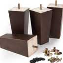 La Vane 12 inch / 30cm Solid Wood Furniture Legs Set of 4, Walnut Square Pyramid Replacement Feet for Couch Sofa Armchair - Mid-Century Modern with Pre-Drilled 5/16 inch Bolt & Metal Mounting Plates