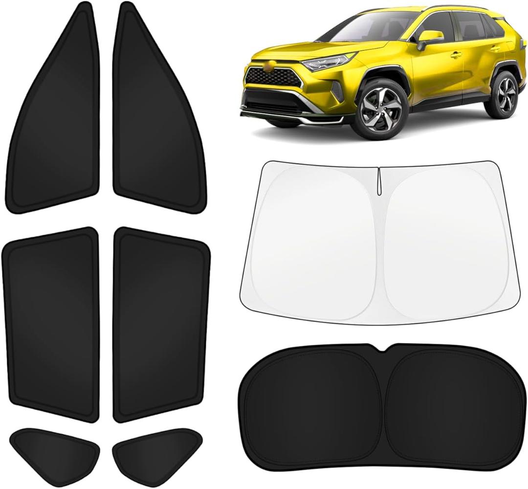 KUST Car Window Shades for Toyota RAV4 2019-2025 Windshield Sun Shade Side Window Cover UV Block Privacy Protection Rav 4 Accessories for Camping Blackout Rear Back Full Set 8PCS