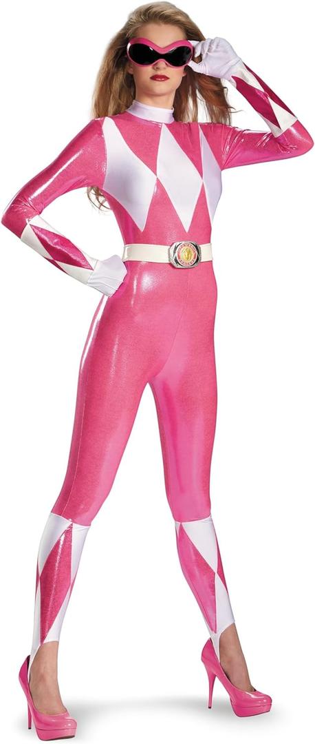 Disguise Costumes Mighty Morphin Power Rangers Pink Ranger Sassy Womens Adult Bodysuit Costume (Medium/8-10)