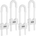 4 Packs Sliding Cabinet Locks, Baby Proofing U-shaped Child Safety Latches Adjustable White Locks For Handles Knobs Drawers - White (4PCS White)