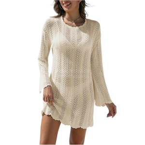 VIMPUNEC Crochet Swimsuit Coverup for Women Summer Bathing Suit Cover Ups Swimwear Beach Dress, XL